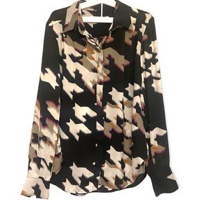Trina Turk Houdstooth Print Blouse size M